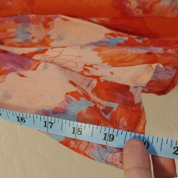 Sheer Orange/Red/Pink Floral Tunic Top size 2XL by Come & See - Picture 10 of 13